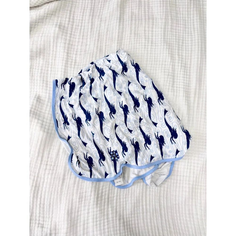 Baby KicKee Pants Bamboo White Blue Mermaid Stroller Blanket One Size